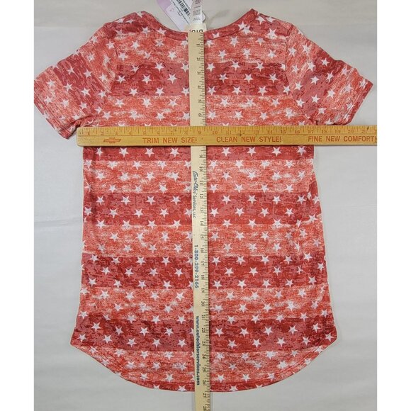 BiBi T-Shirt Red White Star Print V-Neck Slim Womens/Jrs Small New with Tags - Picture 5 of 5